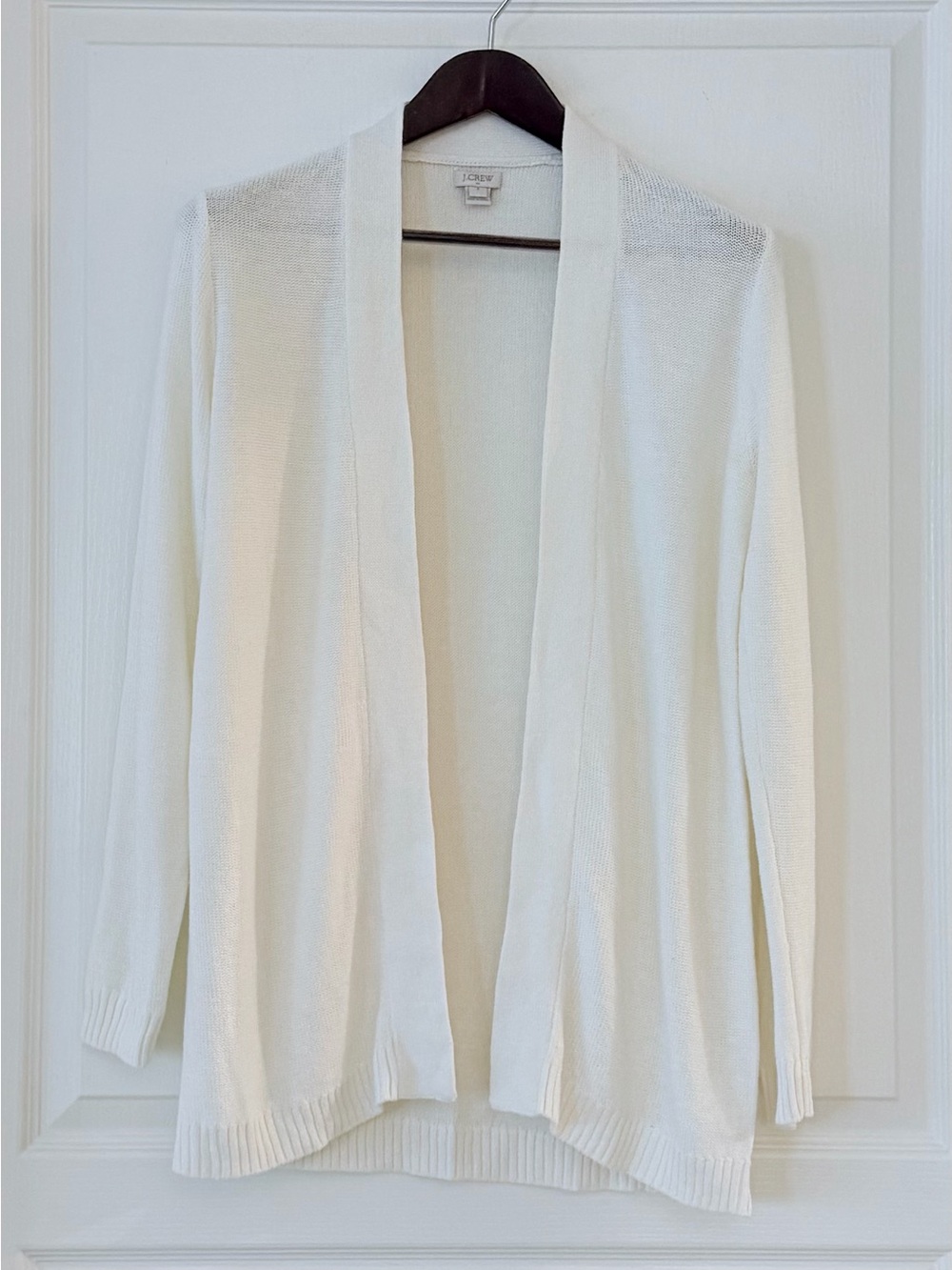J. Crew Cream Linen/Cotton Open-Front Lightweight Cardigan